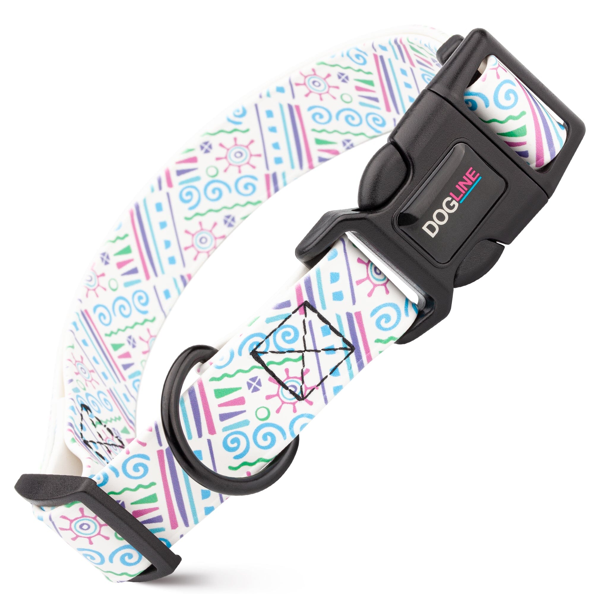 Dogline Biothane Full Color Design Printed Dog Collar with Quick Release Buckle
