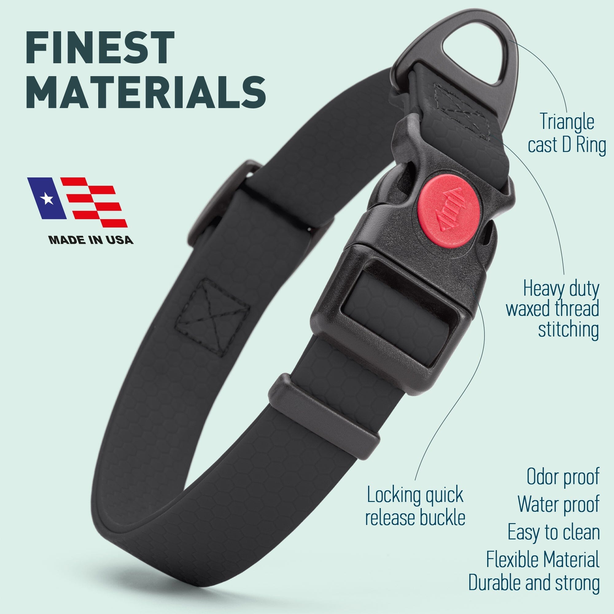 Waterproof Dog Collar with Safety Lock Buckle