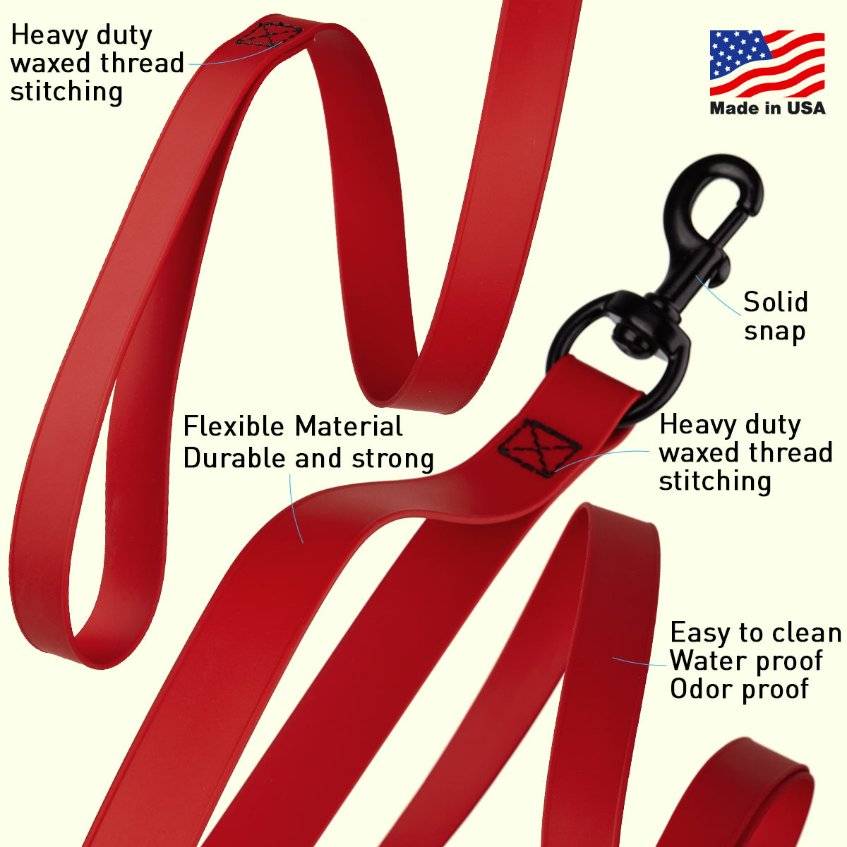 Biothane Waterproof Multi-Handle Dog Leash