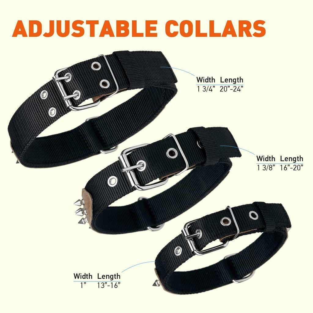 Leather + Nylon Spiked Dog Collar