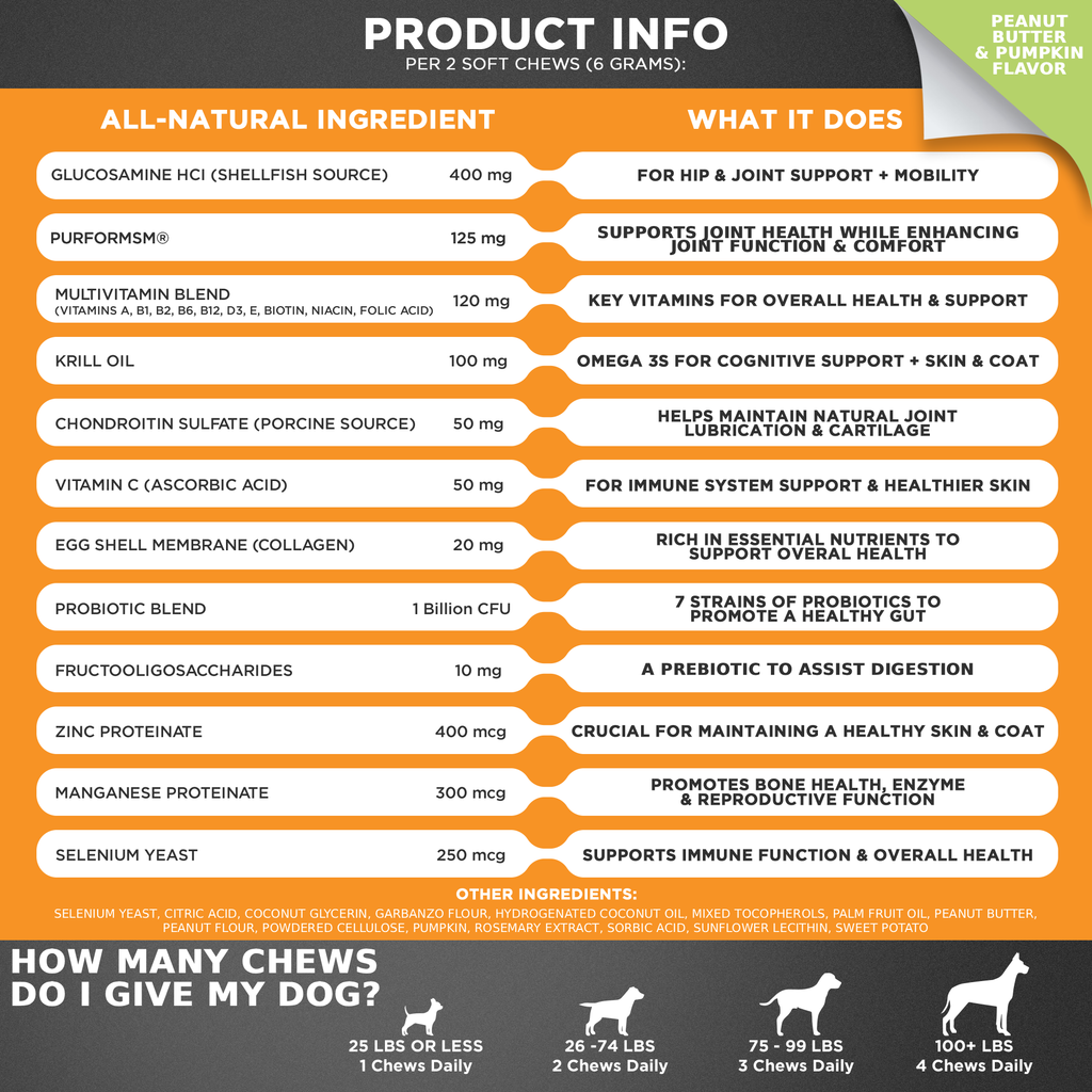 10 in 1 Multivitamin Chews for Dogs (Peanut Butter & Pumpkin Flavor)