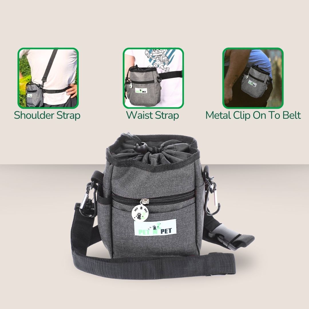 Dog Treat Pouch with 3 Rolls of Poop Bags