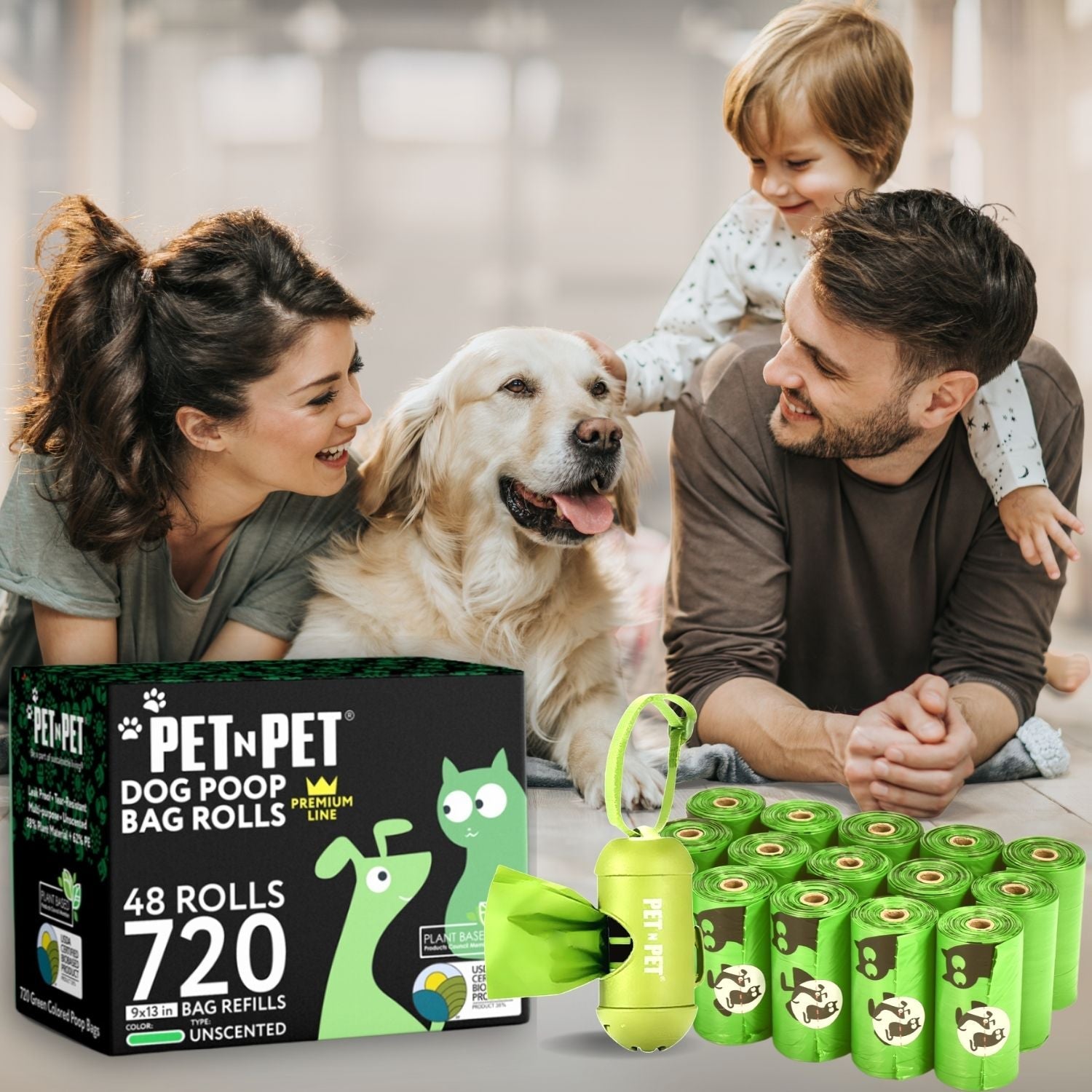 Premium Poop Bags with Dispenser