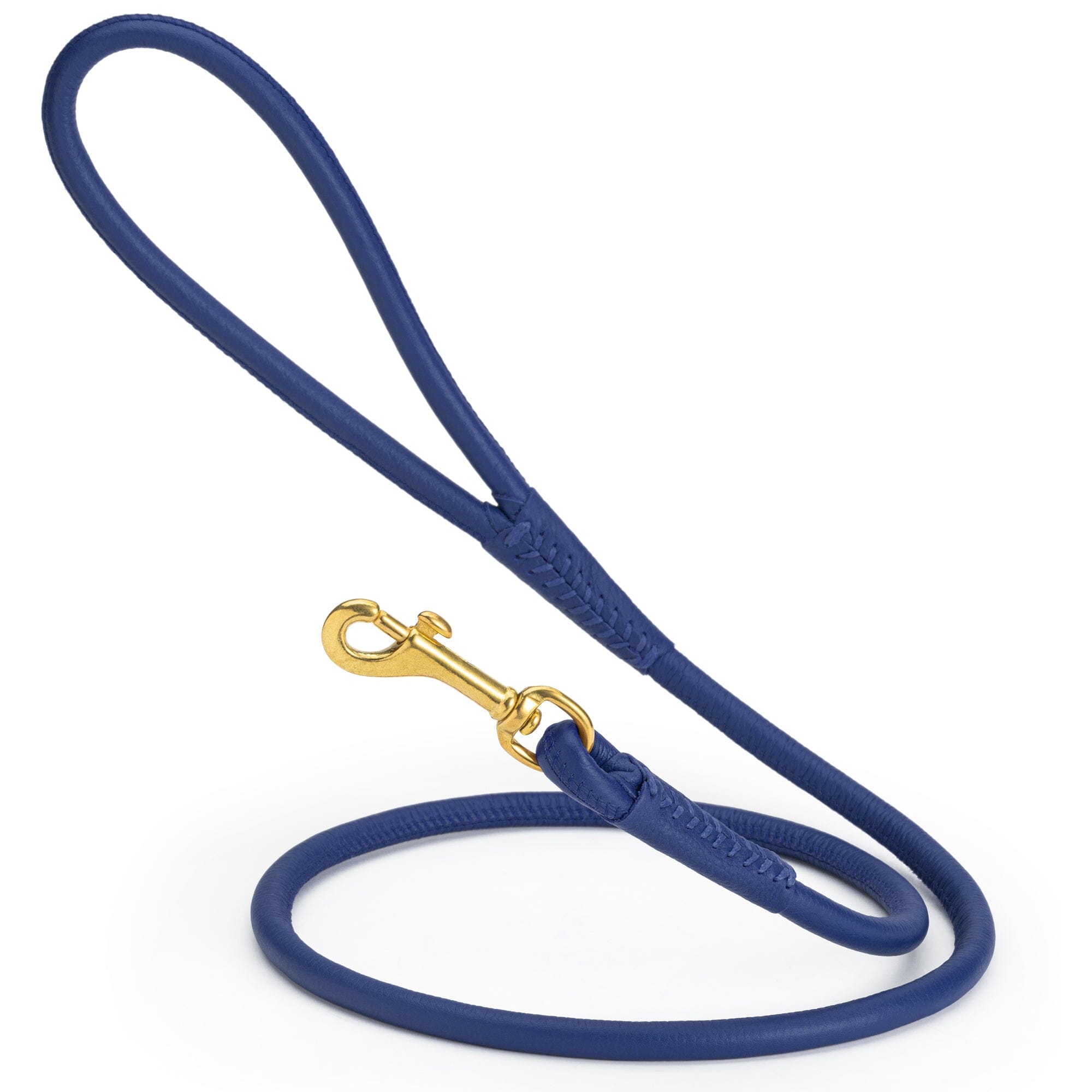 Rolled Leather Dog Leash with Brass Snap Hook