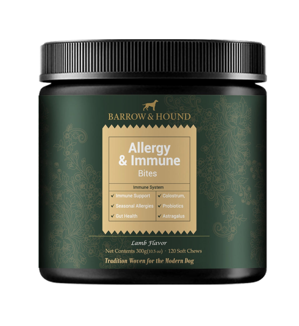 Allergy & Immune Bites for Dogs – Colostrum, Probiotics & Omega-3 – Seasonal Allergy & Itchy Skin Relief – Peanut Butter Flavor