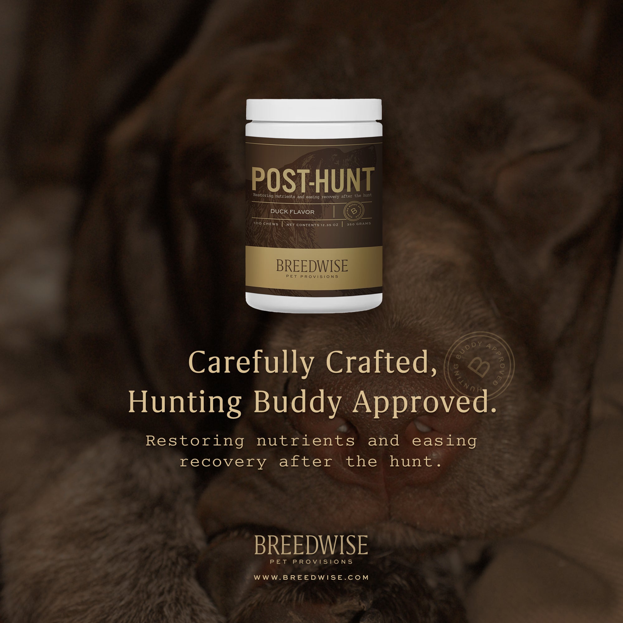 Breedwise Post-HUNT Soft Dog Chews - Wholesale (1 case=6 jars)