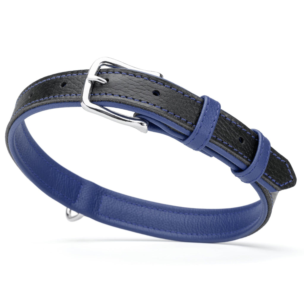 Soft Leather Dual-Color Flat Dog Collar