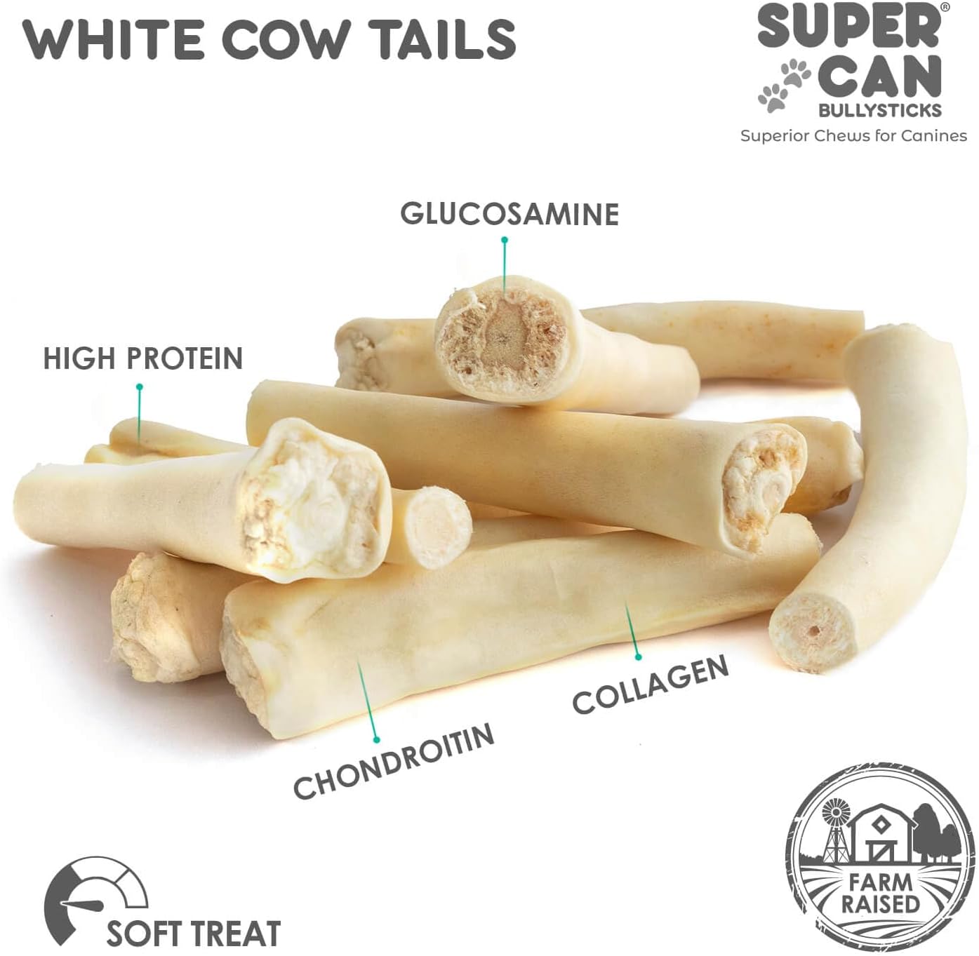 12" Cow Tails for Dogs (10 pcs)