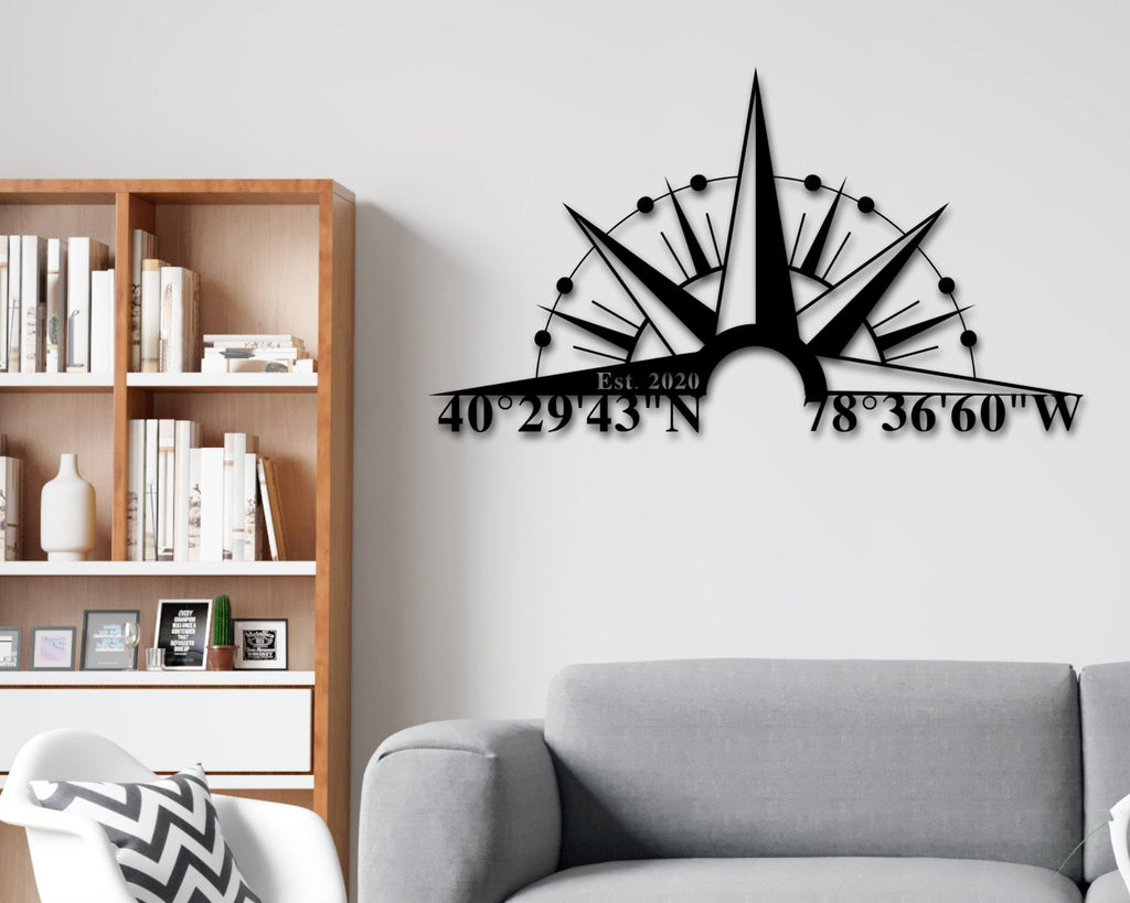 GPS Coordinates Metal Sign