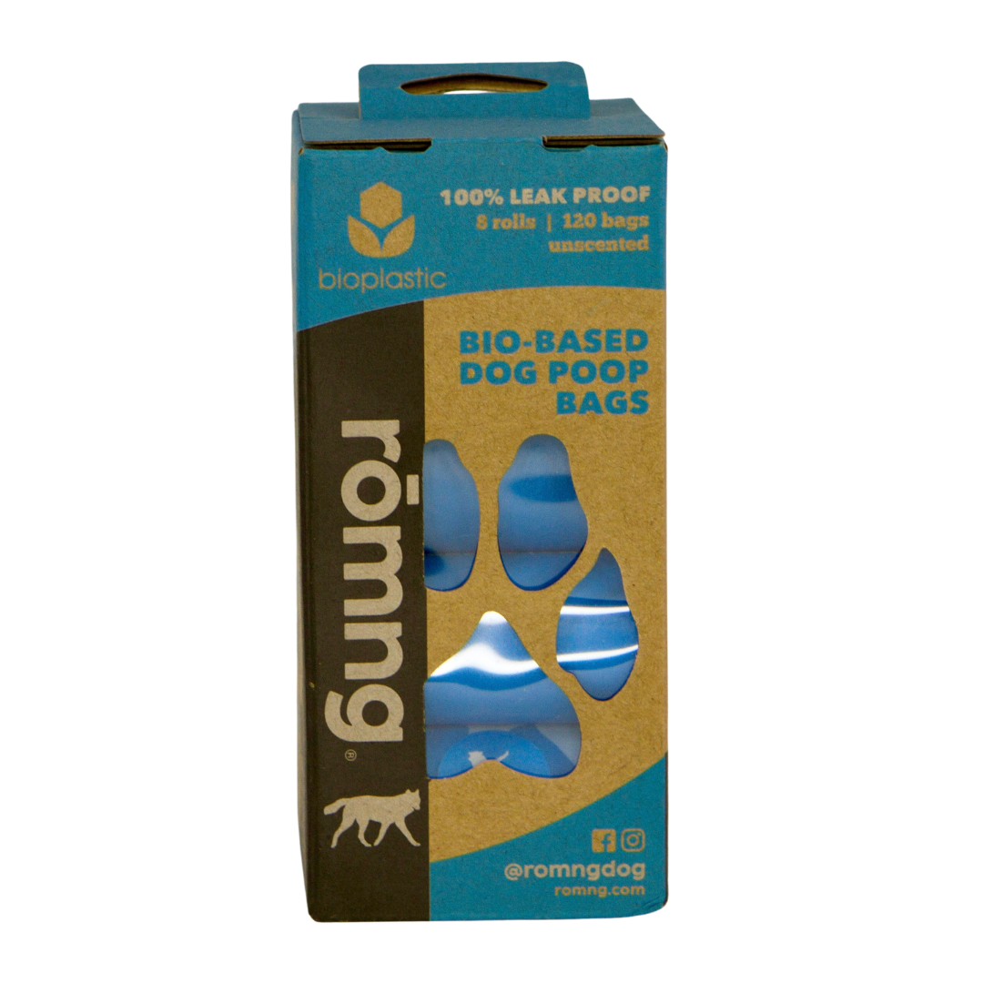 bio-based dog poop bags + bamboo dispenser